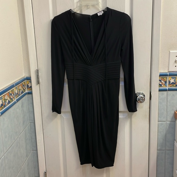 Armani Collection Collezioni Dress Black Cummerbund Waist Crossover Top Size 40 - Picture 3 of 8